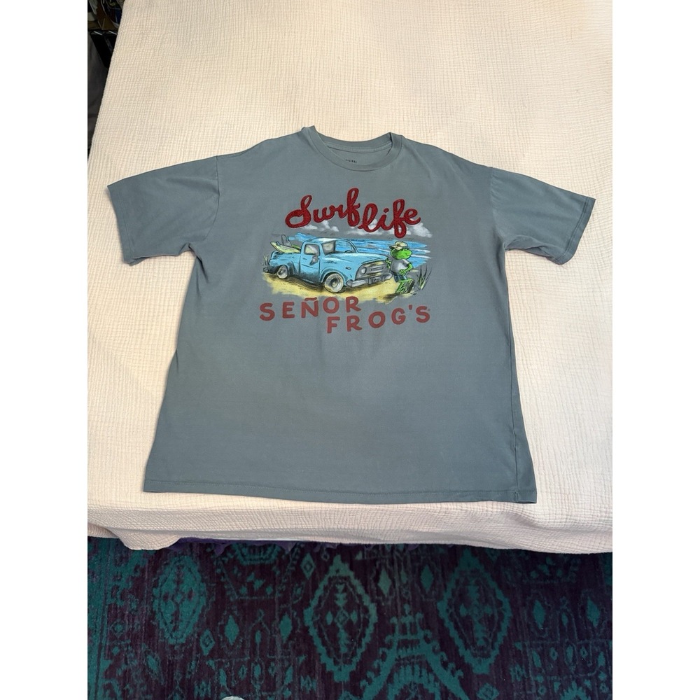 Vintage Señor Frogs Mazatlan Mexico T-Shirt Mens L Embroidered Beach Surf Truck